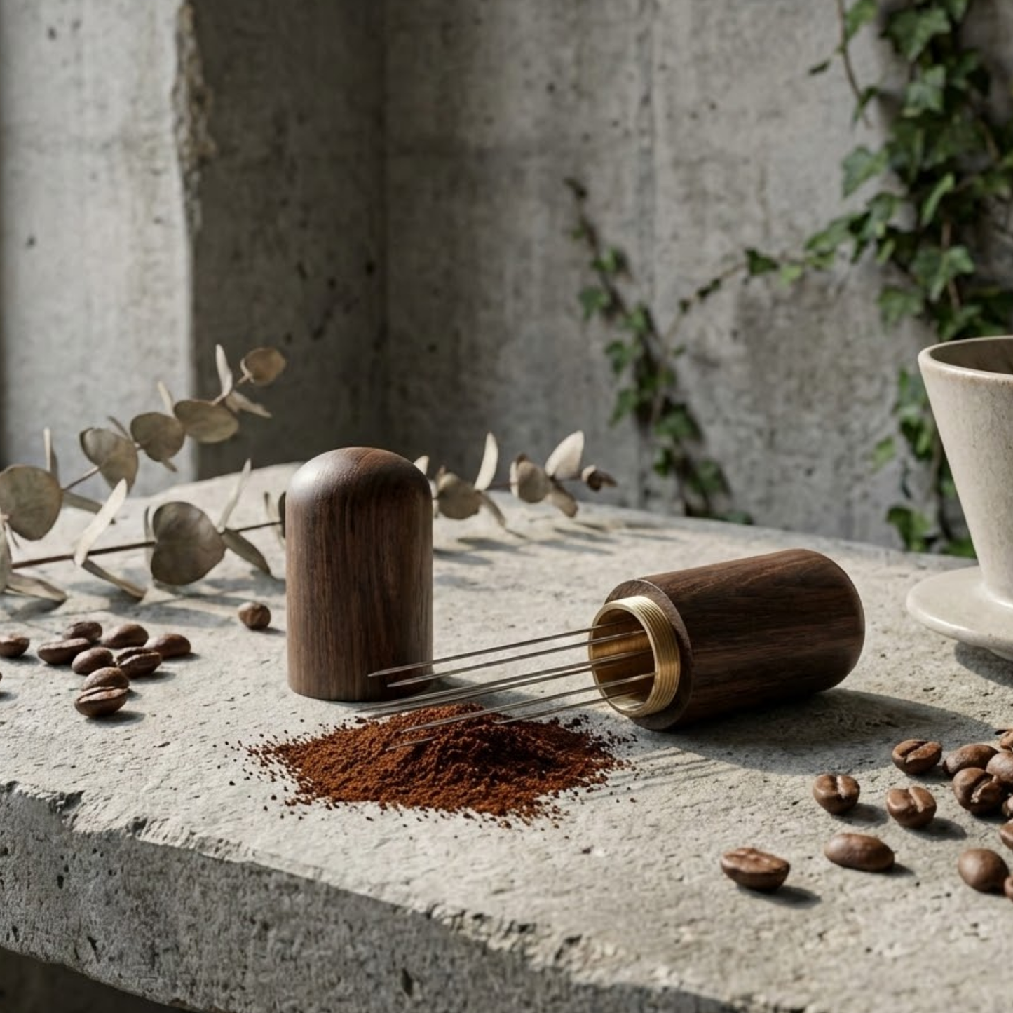 WDT Tool Premium MR Gold Brew | Distribuidor de Café de Precisión en Madera Natural y Acero Inoxidable