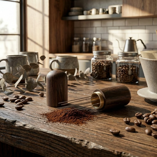 WDT Tool Premium MR Gold Brew | Distribuidor de Café de Precisión en Madera Natural y Acero Inoxidable